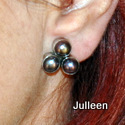 black 3 pearl clipon earring