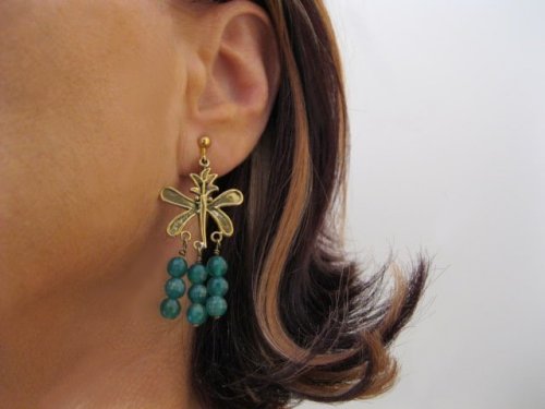 green earrings