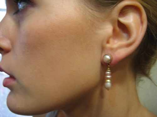 Pink Pearl Earring Gold