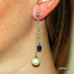 Drop Pearl Earring with lapis