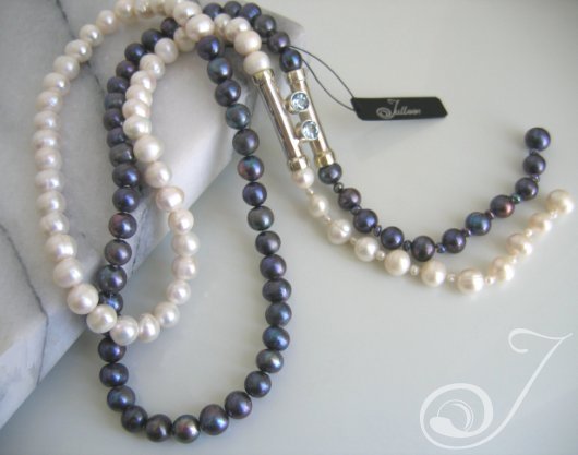 Tiger Blue & White Pearl Necklace PL0001P
