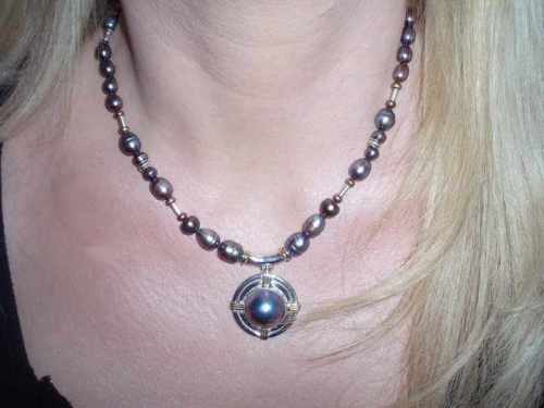 Blue Moon Mabe Pearl Necklace