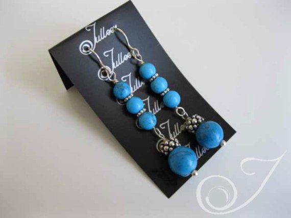 Mykonos Blue Turquoise Drop Earrings E037.44