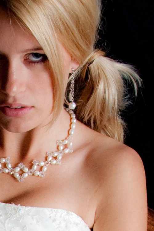 Bridal Pearl and Crystal Necklace Set by Julleen