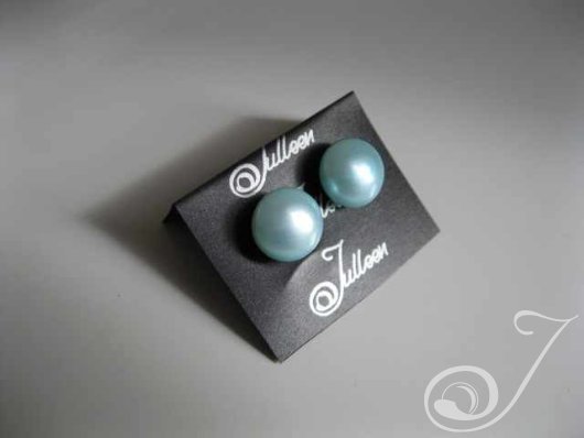 Aqua Pearl Stud Earring E306