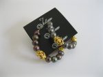 Donna Gold Black Pearl Hoop Earrings 001