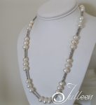 white pearl tin cup necklace shiny