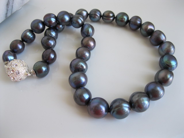 Black 12 mm Pearl Necklace – Pearl Jewellery