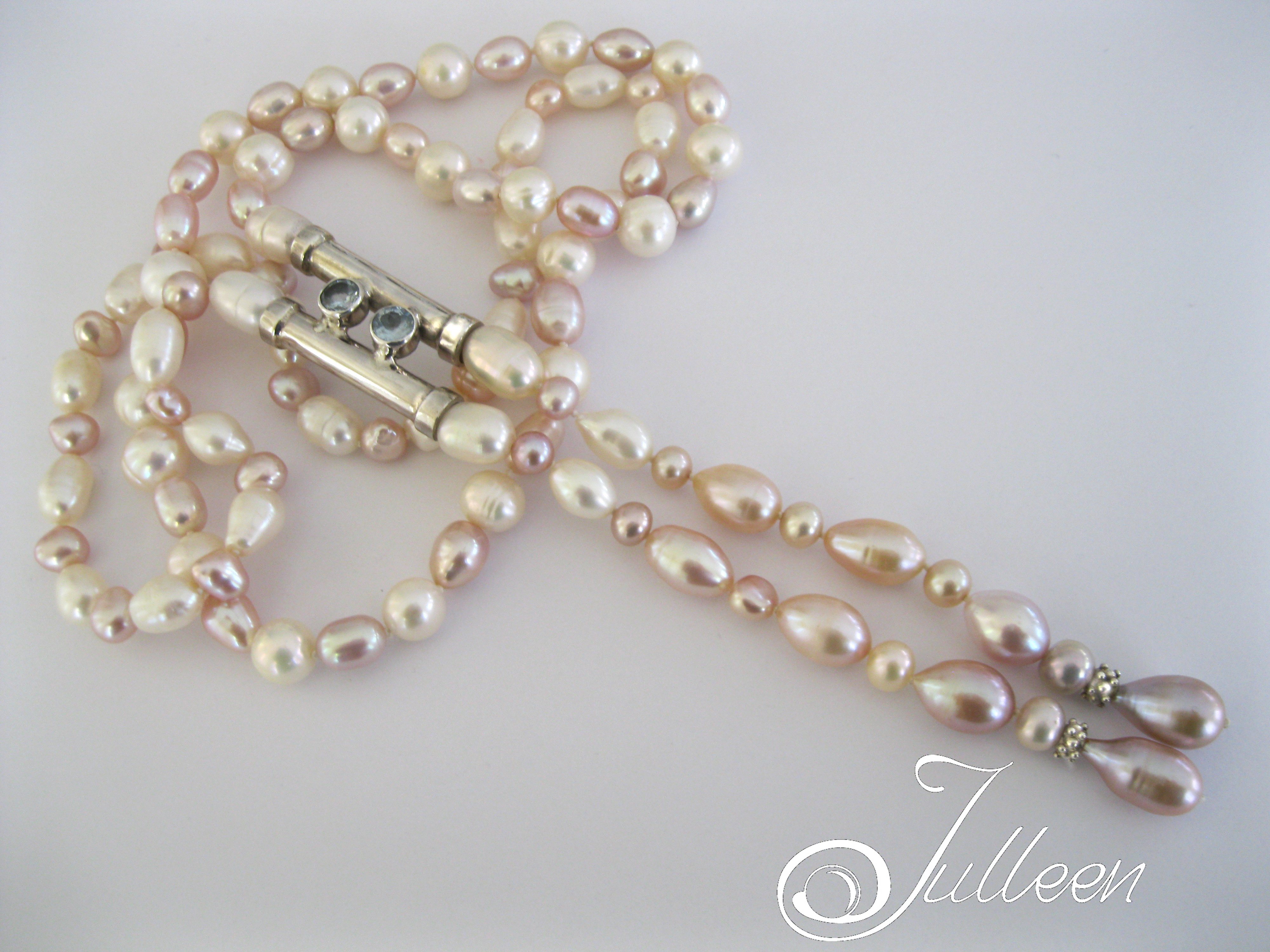 Pink White Pearl Lariat 005