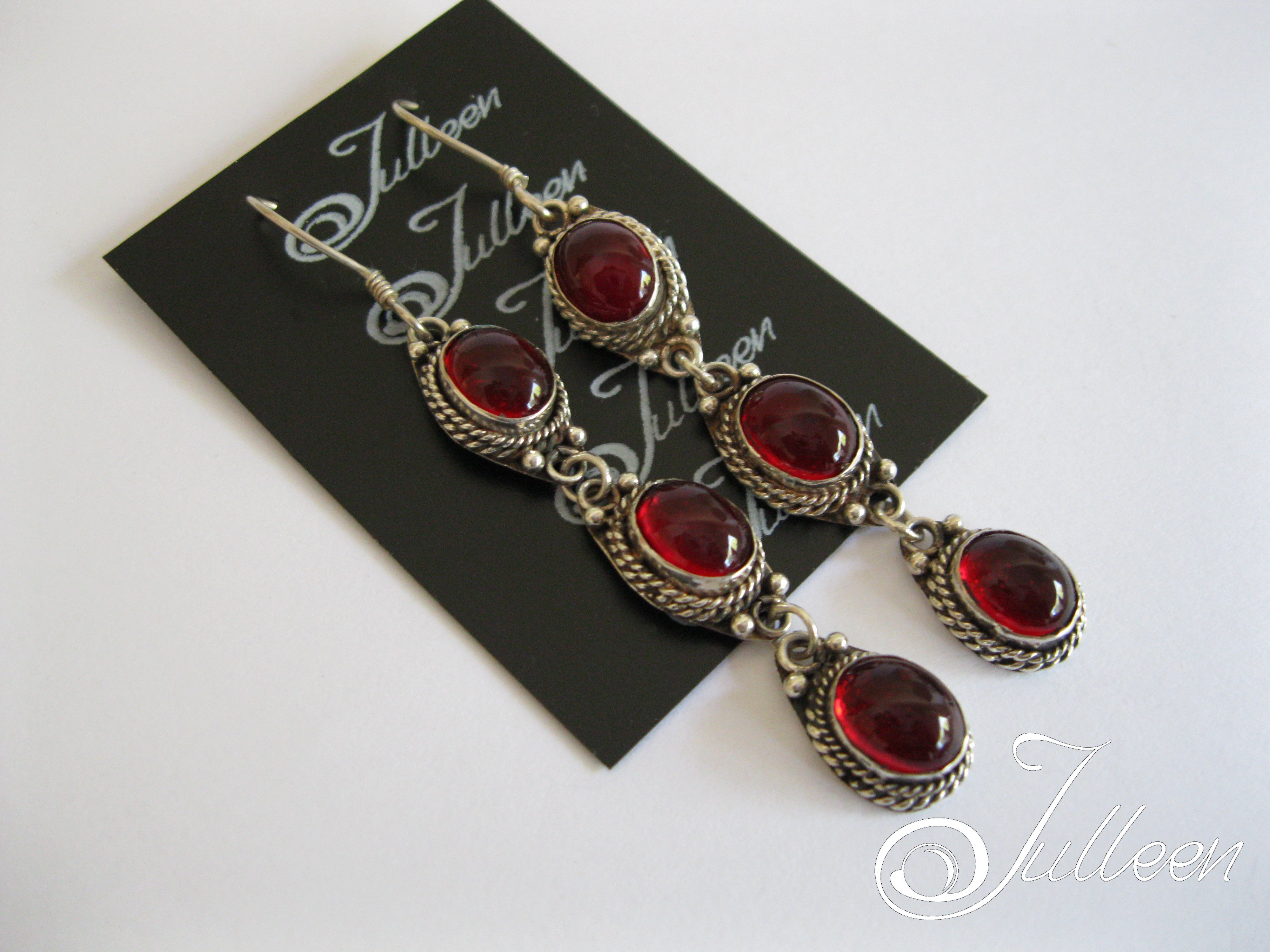 Triple-Red-Stone-Earring