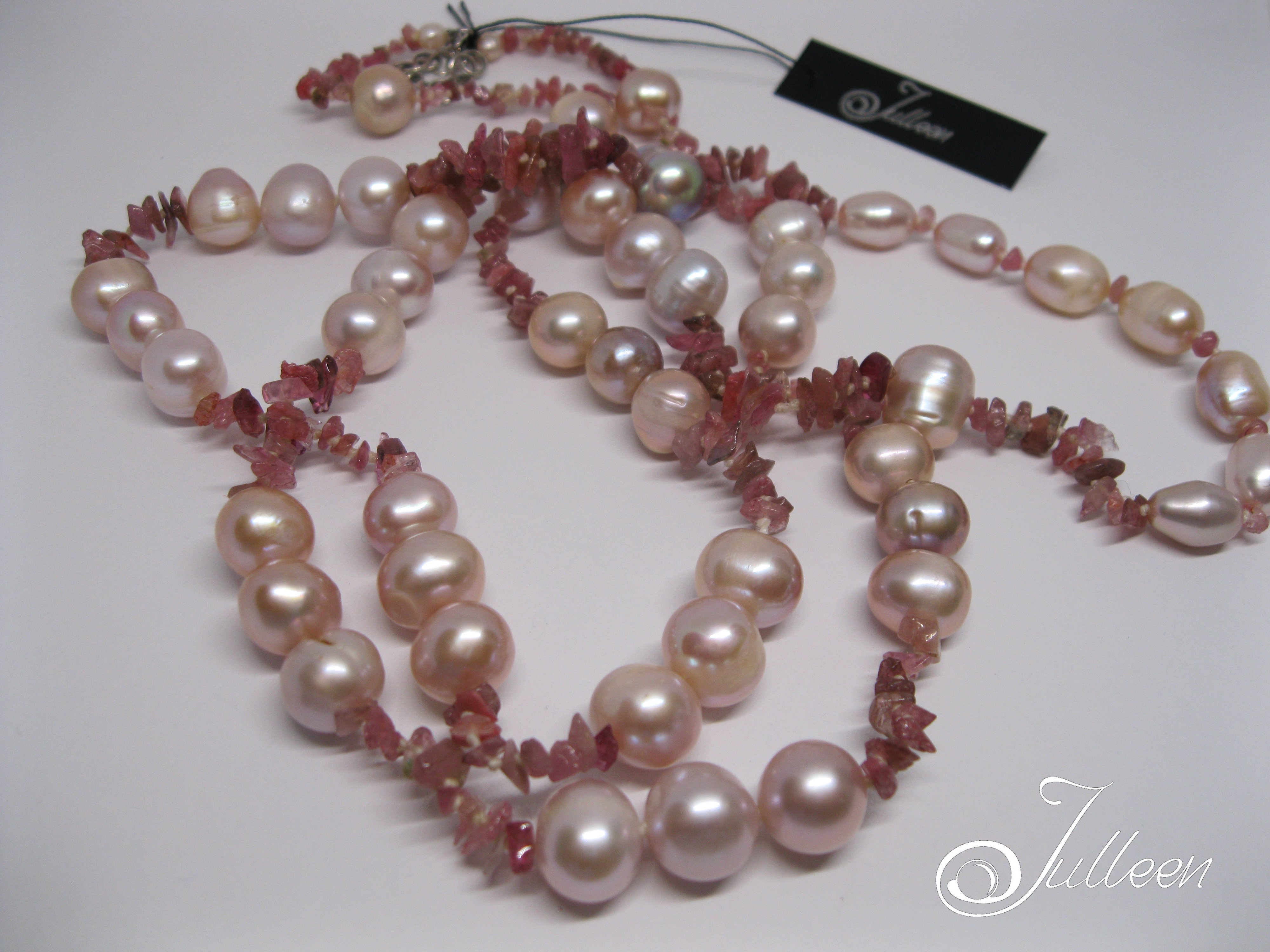 tourmaline necklace-pink-36inch