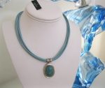 Amazonite-Cabochon-Pendant-Turquoise-Leather-Necklace-925