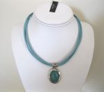 Amazonite-Pendant-Turquoise-Leather-Necklet-925